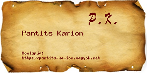 Pantits Karion névjegykártya